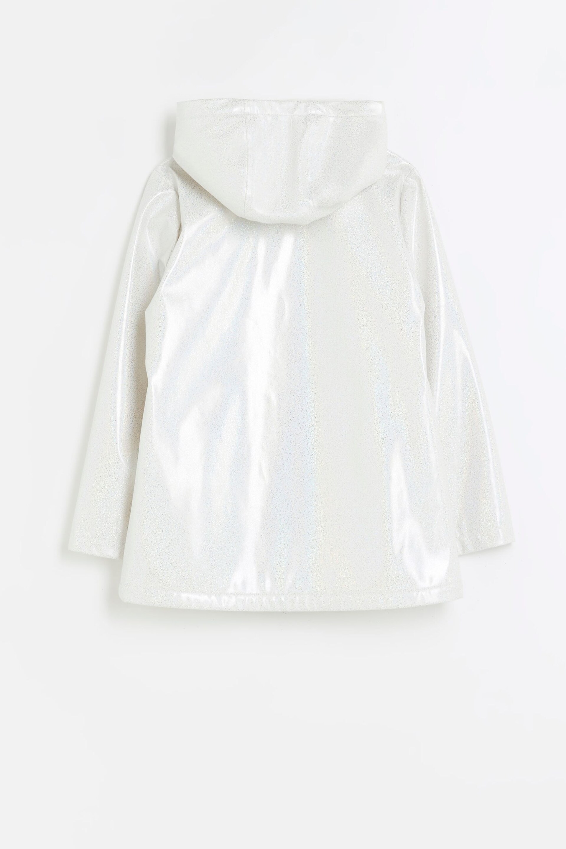 River Island White Girls Glitter Rain Coat - Image 2 of 4