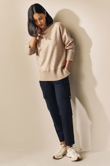 Neutral High Neck Cosy Soft Touch Knit Jumper