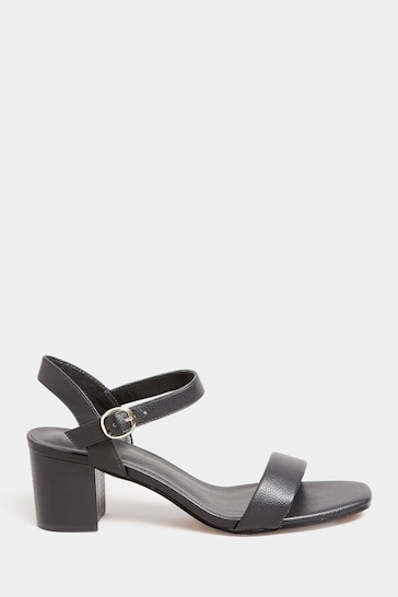 Long Tall Sally Black Faux Leather Block Heel Sandals