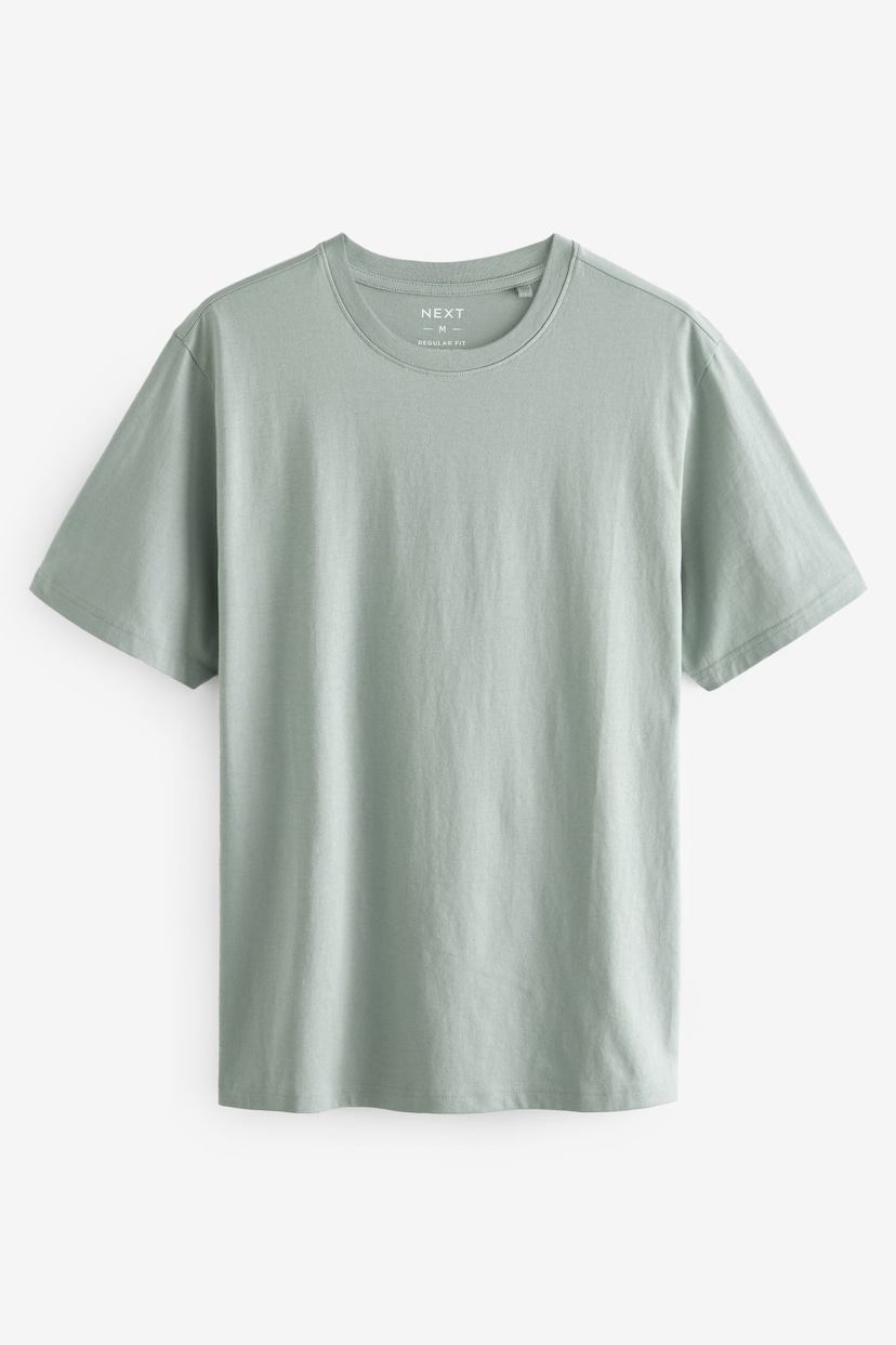 Blue/White/Green/Ecru/Purple/Grey Regular Fit T-Shirts 6 Pack - Image 5 of 13