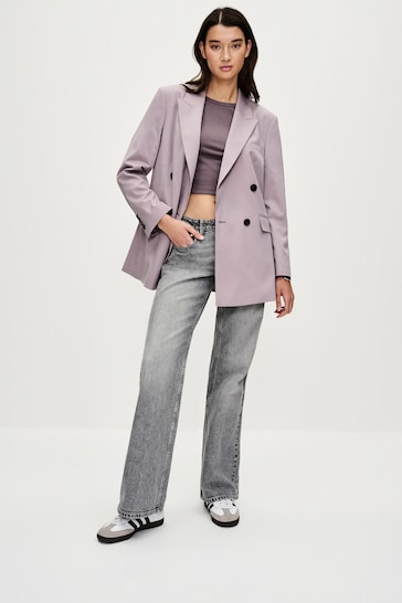 Lilac Purple Oversized Double Breasted Blazer