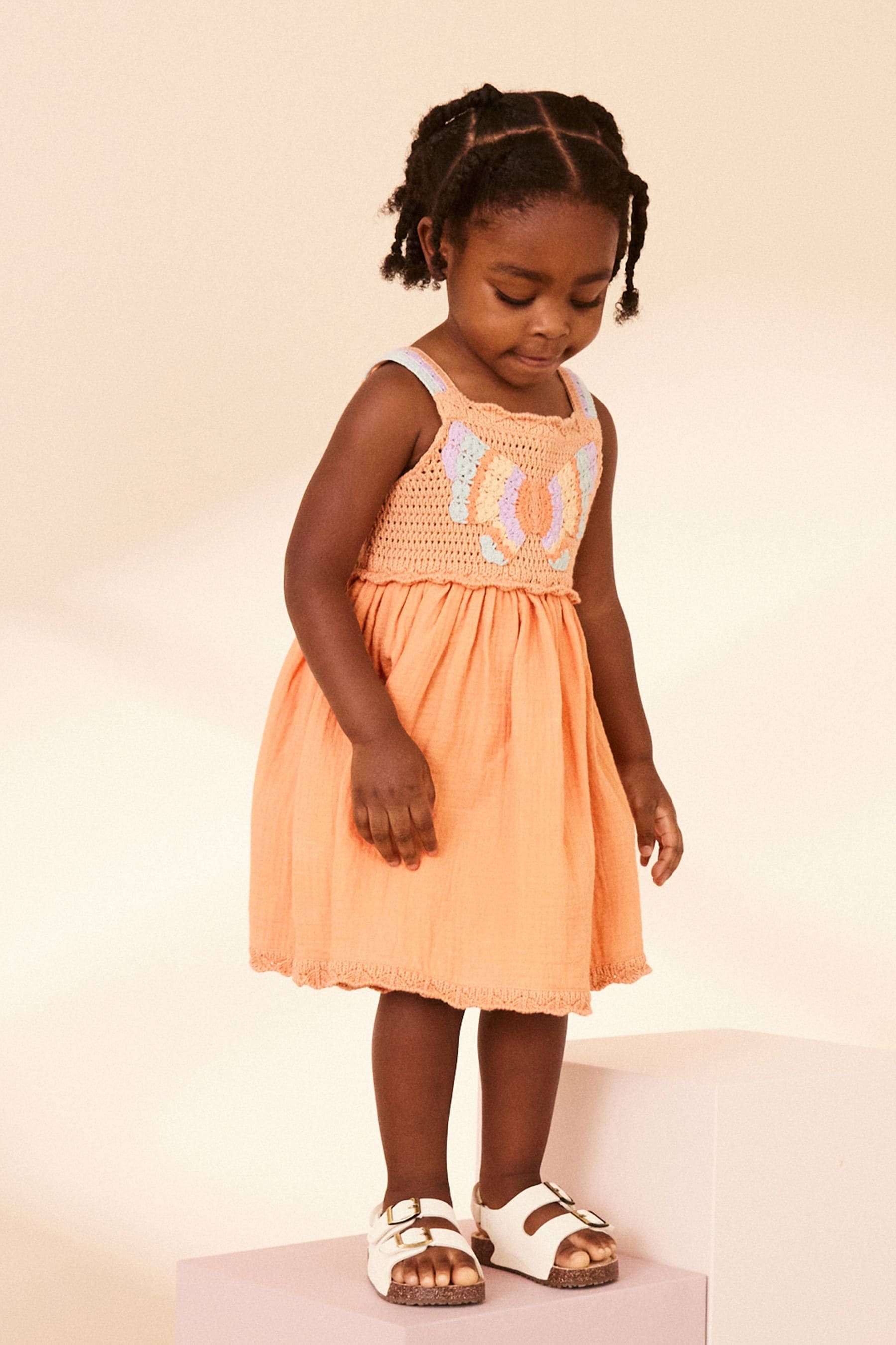 Buy Orange Butterfly 100 Cotton Dress 3mths 7yrs from Next USA