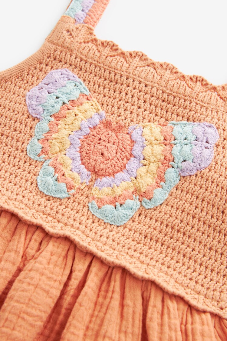 Buy Orange Butterfly 100% Cotton Dress (3mths-7yrs) from Next United ...