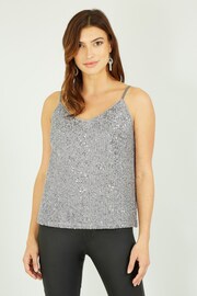 Yumi Silver Sequin Vest Top - Image 1 of 4