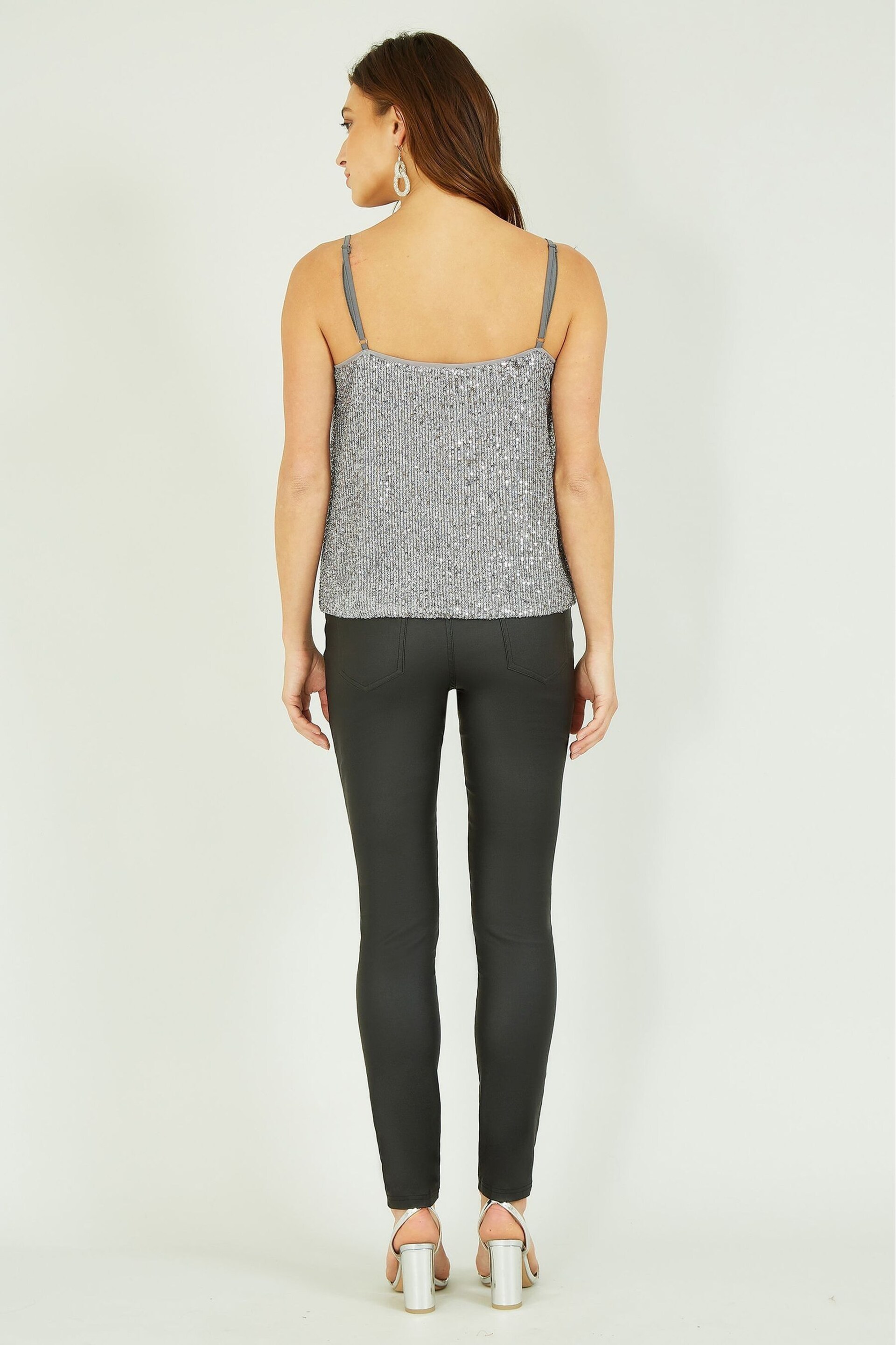 Yumi Silver Sequin Vest Top - Image 3 of 4
