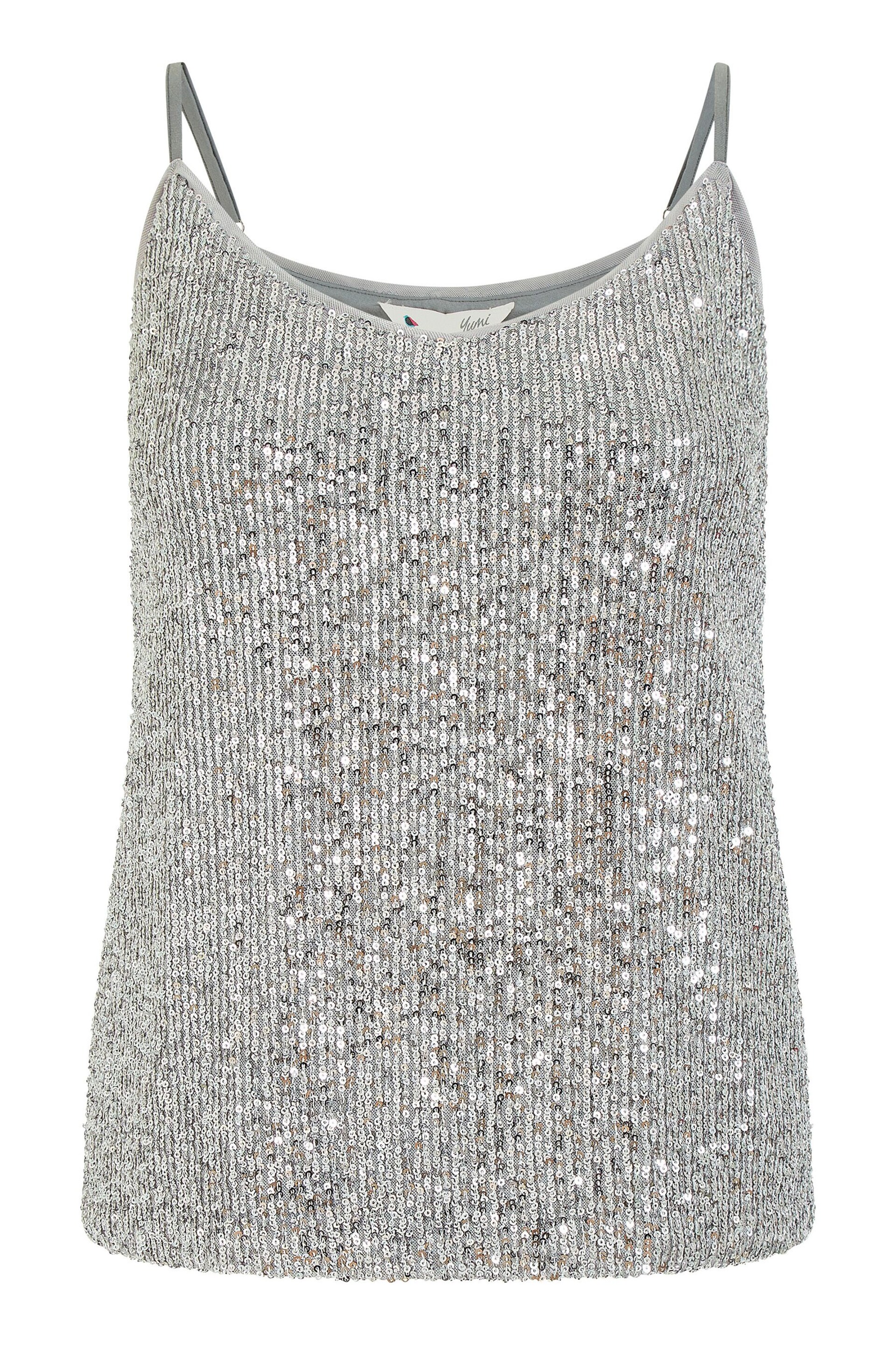 Yumi Silver Sequin Vest Top - Image 4 of 4