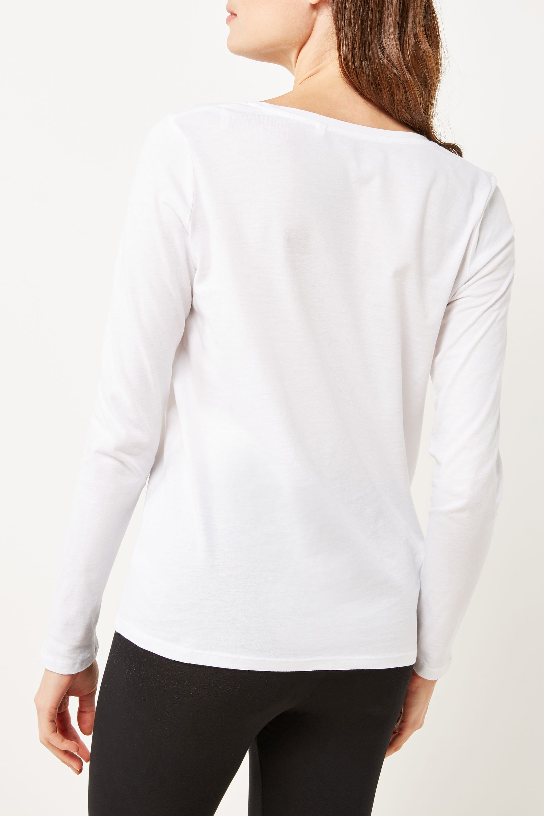 CREW NECK LONG SLEEVE WHITE BLOUSE
