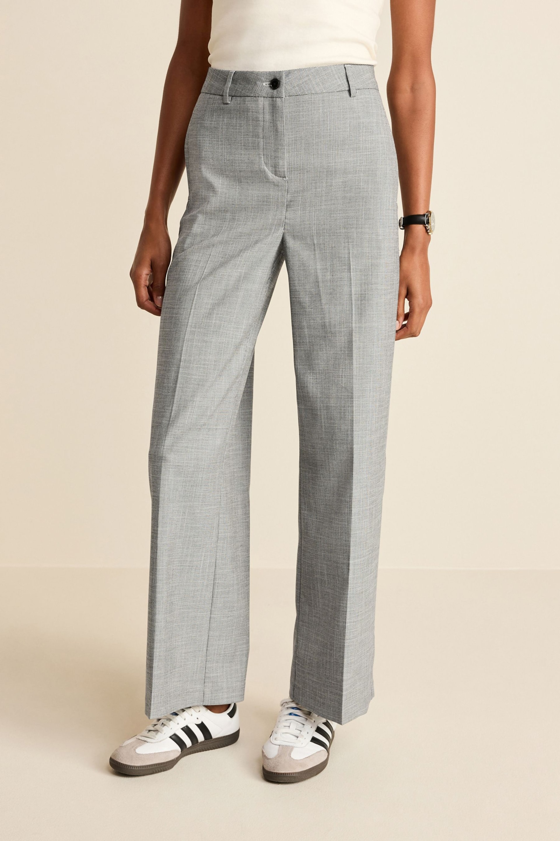 Black/White Check Tailored Check Wide Leg Trousers - Image 3 of 7