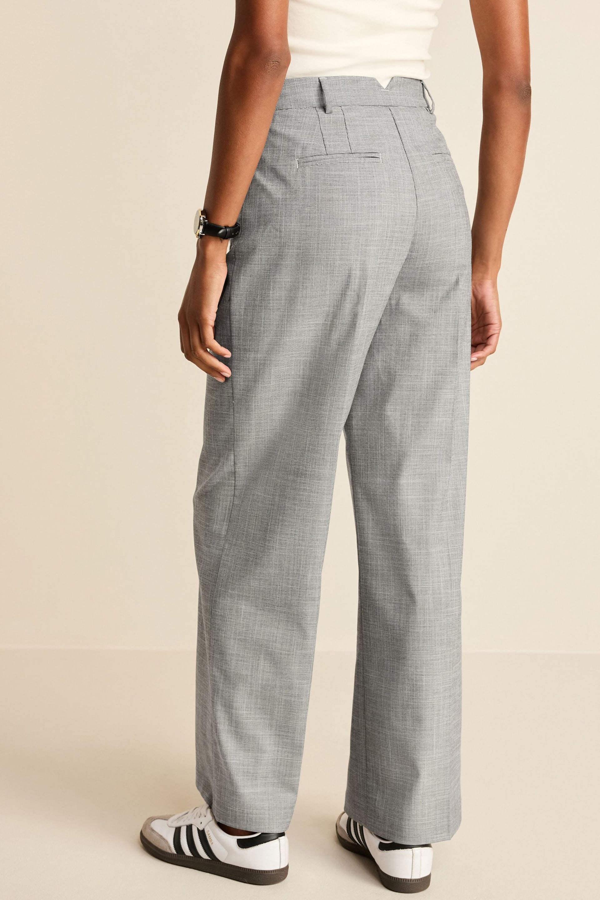 Black/White Check Tailored Check Wide Leg Trousers - Image 4 of 7