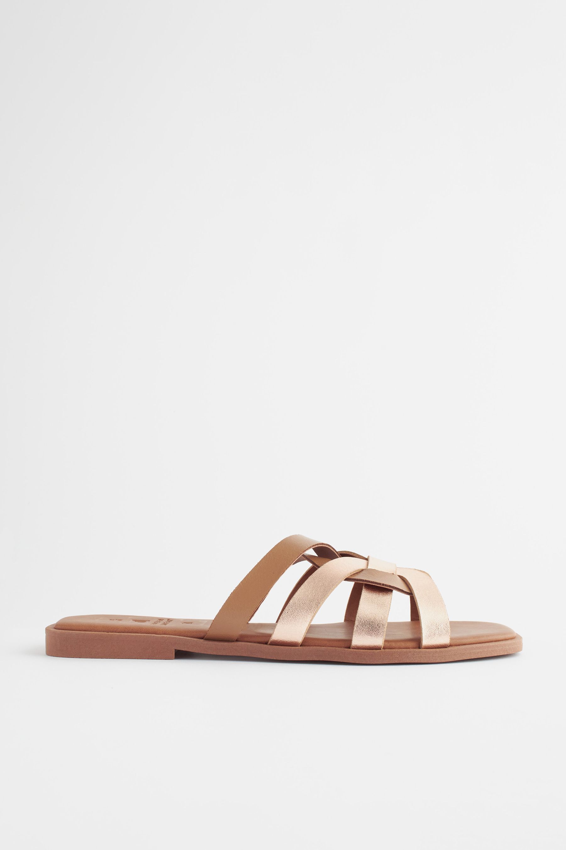 Brown leather flat mules sales
