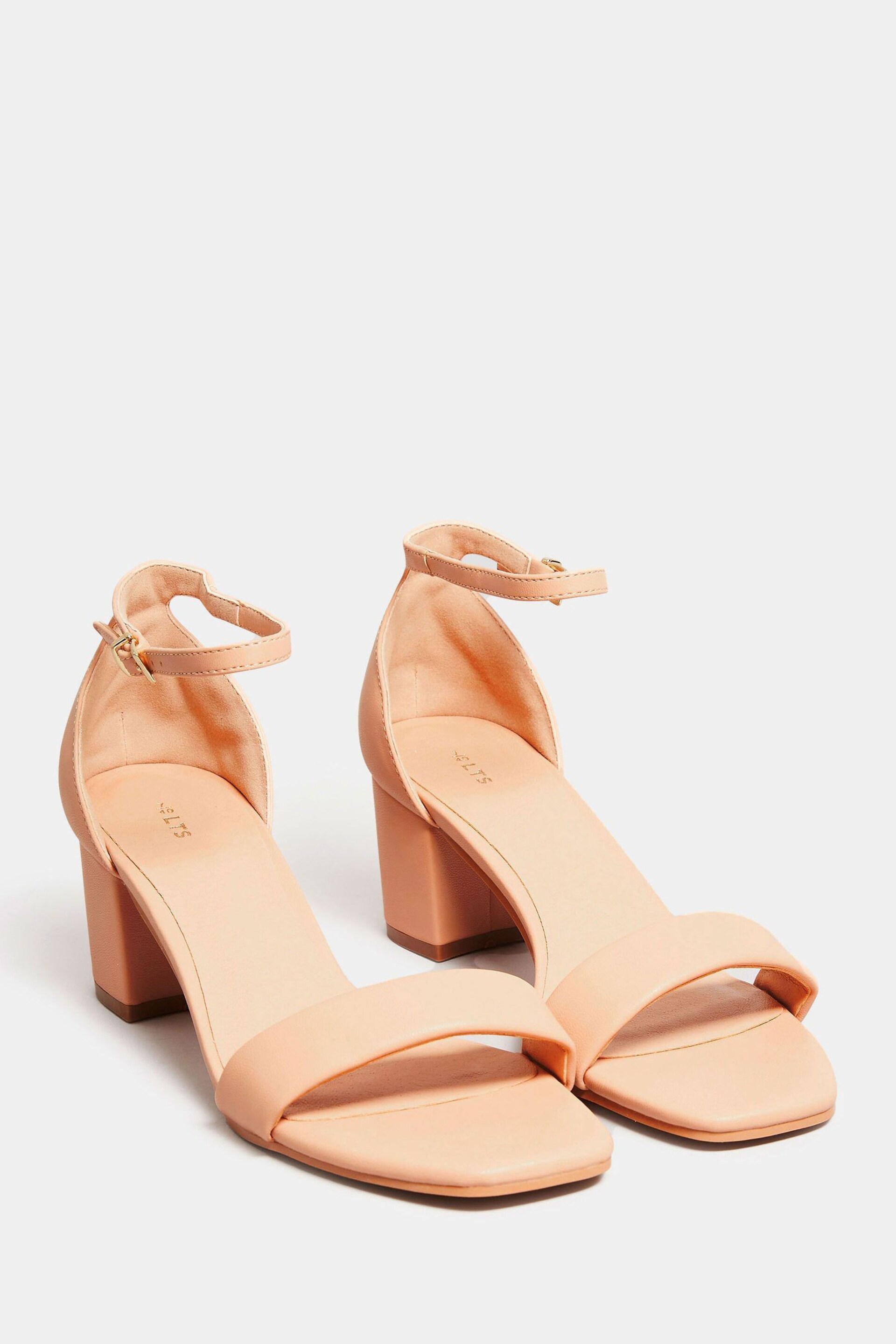 Long Tall Sally Nude Faux Leather Block Heel Sandals - Image 3 of 5