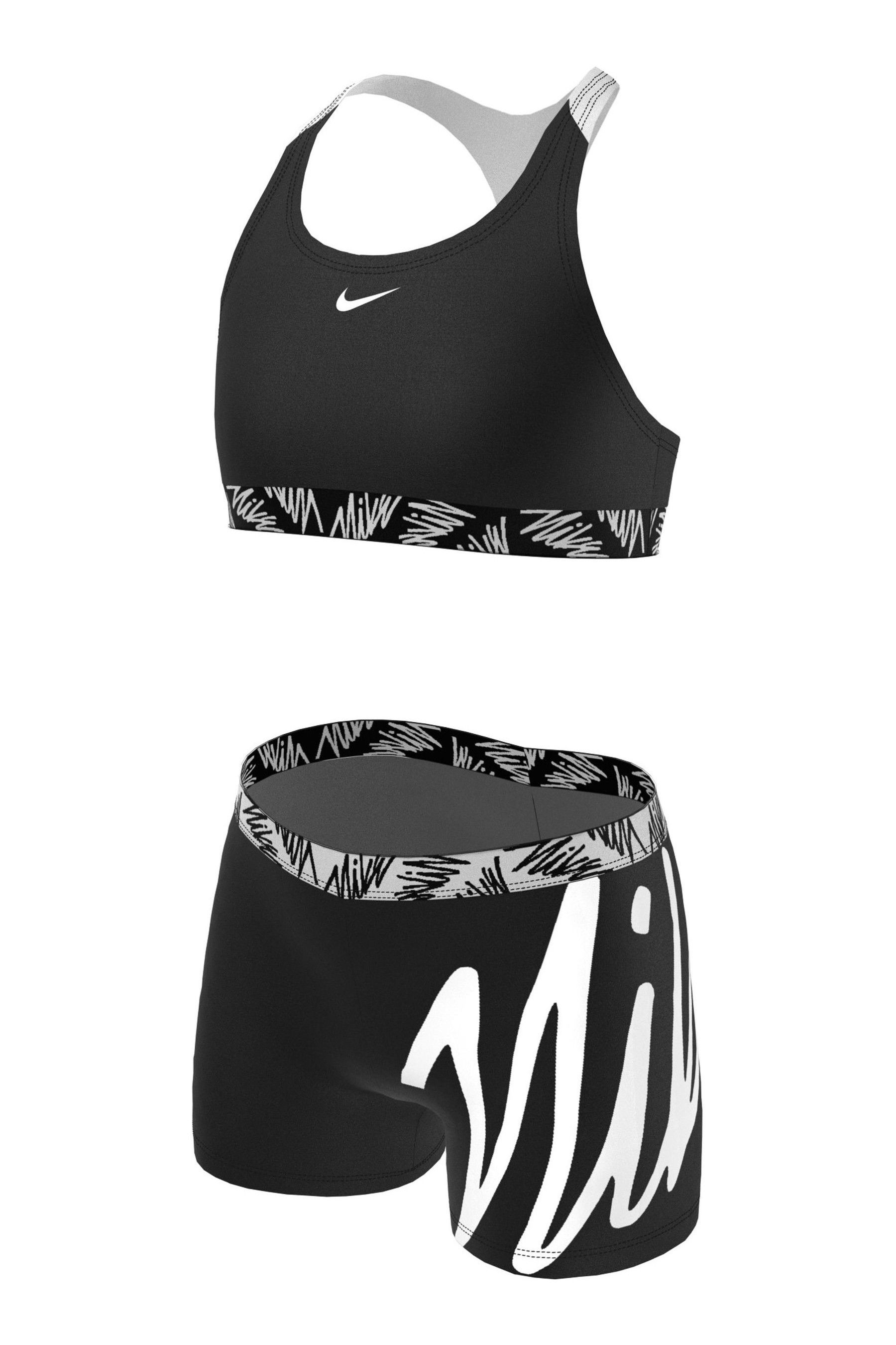 Buy Nike Black Script Logo Crossback Sport Bikini Shorts Set from Next Luxembourg