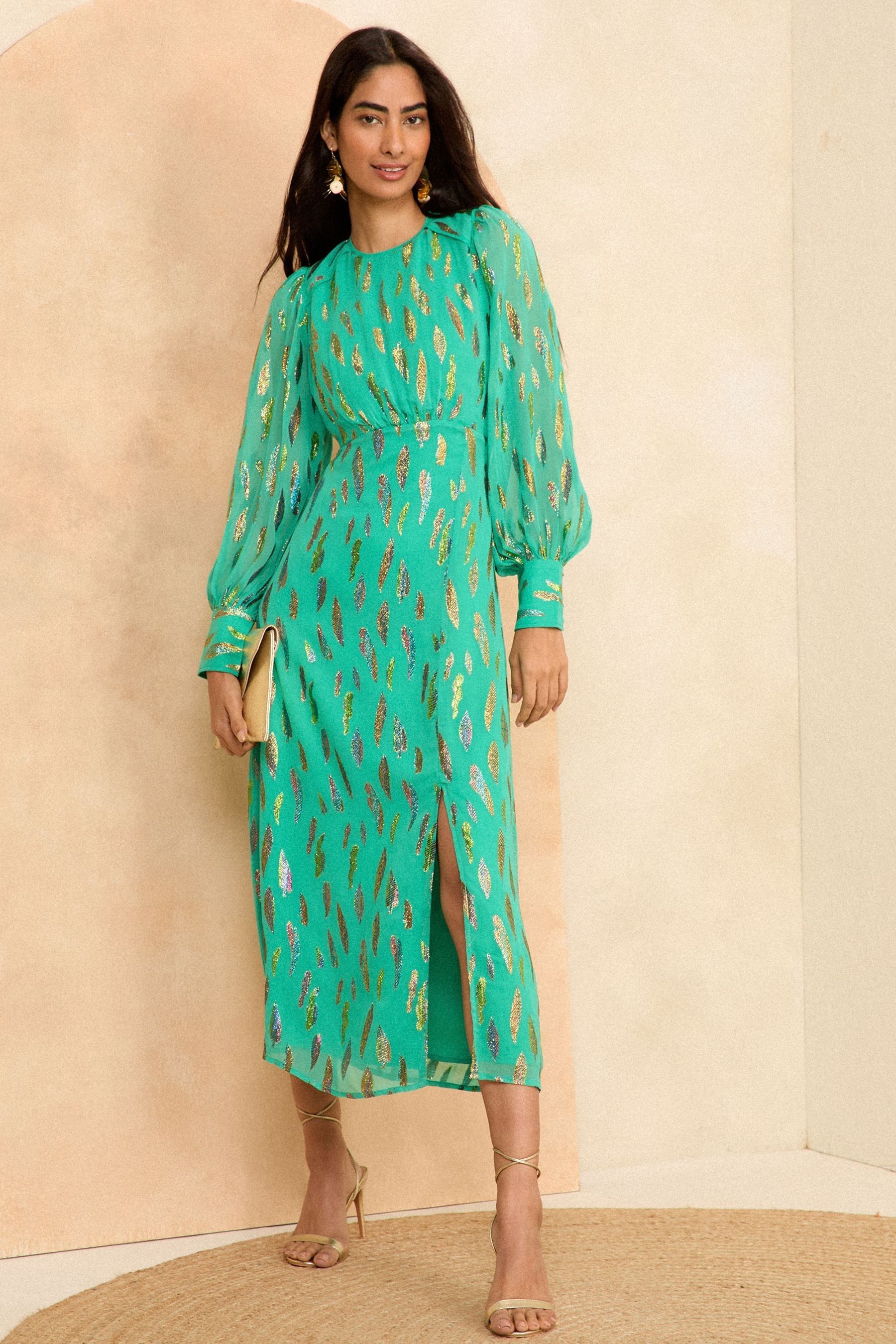 Long sleeve midi dress green hotsell