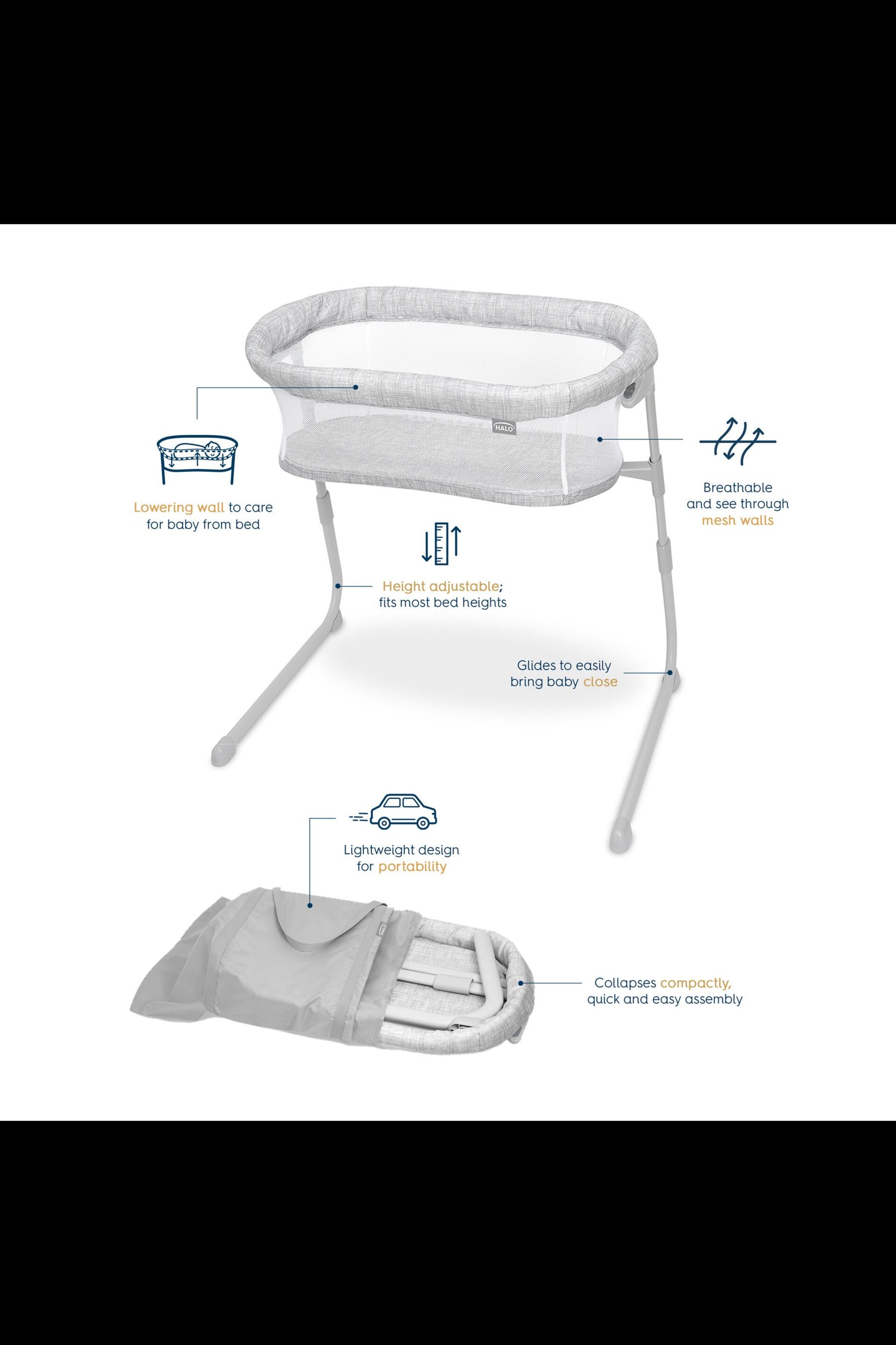 Halo Heather Weave BassiNest Flex Sleeper Crib - Image 13 of 14