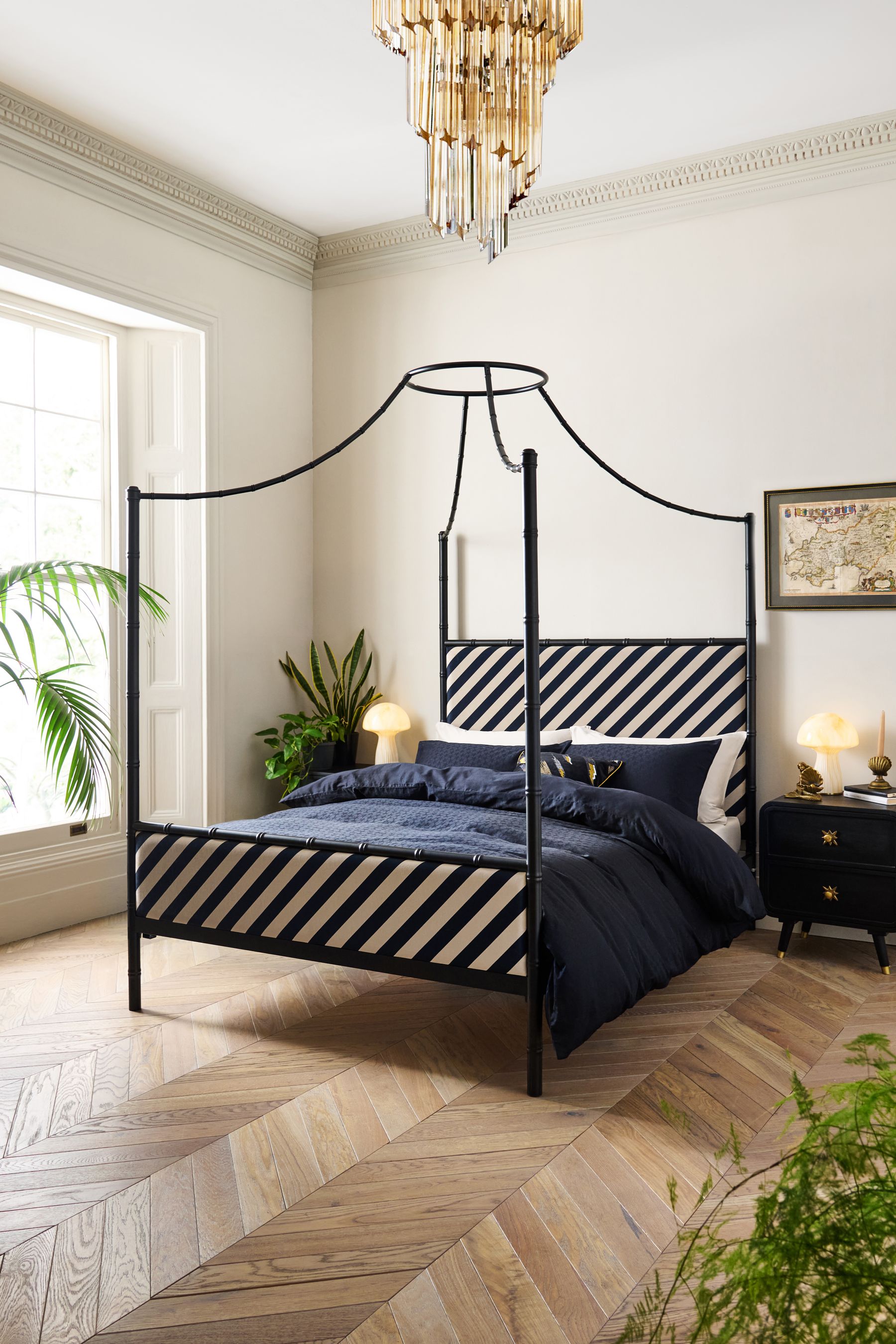 Buy Rockett St George Black Bamboo Metal and Upholstered Bed from the ...