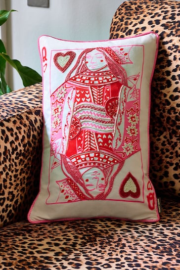 Rockett St George Pink Queen Of Hearts Cushion
