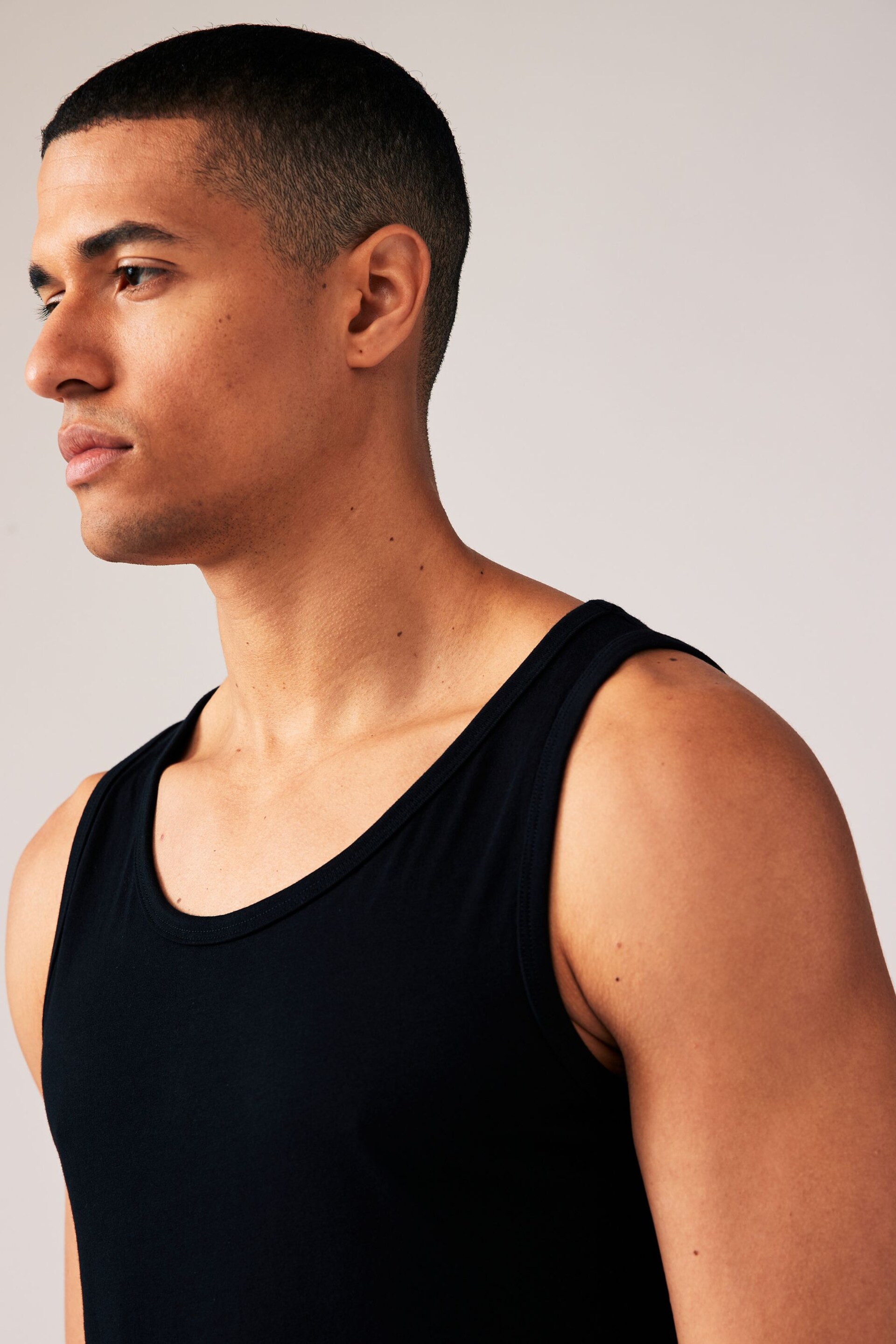 Black Pure Cotton Vests 2 Pack - Image 5 of 9