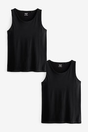 Black Pure Cotton Vests 2 Pack - Image 6 of 9