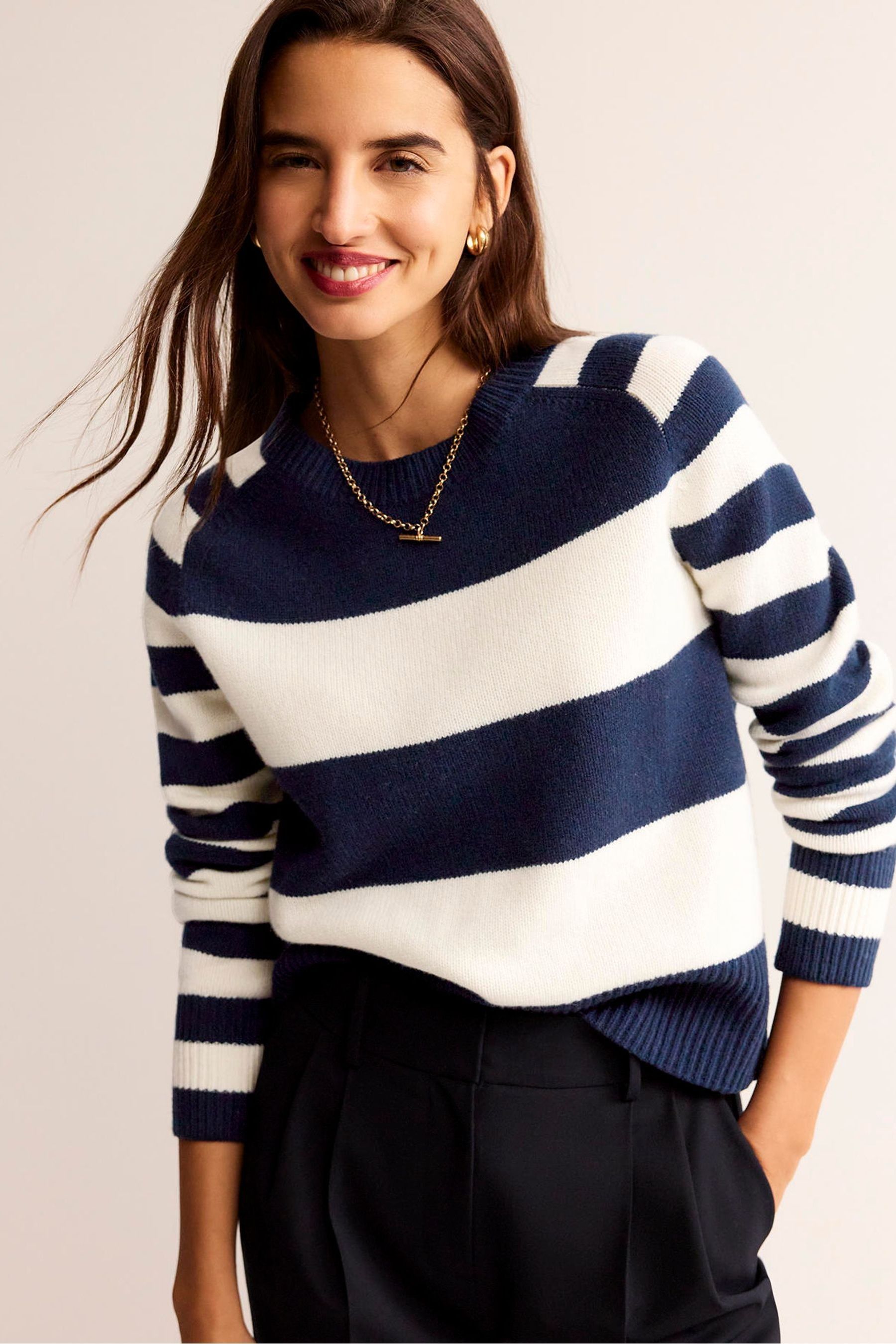 Buy Boden Blue White Olivia Merino Jumper from Next Luxembourg