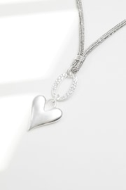 Mood Silver Polished Heart Mesh Chain Long Pendant Necklace - Image 1 of 2