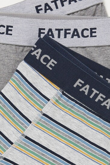 FatFace Grey Eype Stripe Boxers 2 Pack