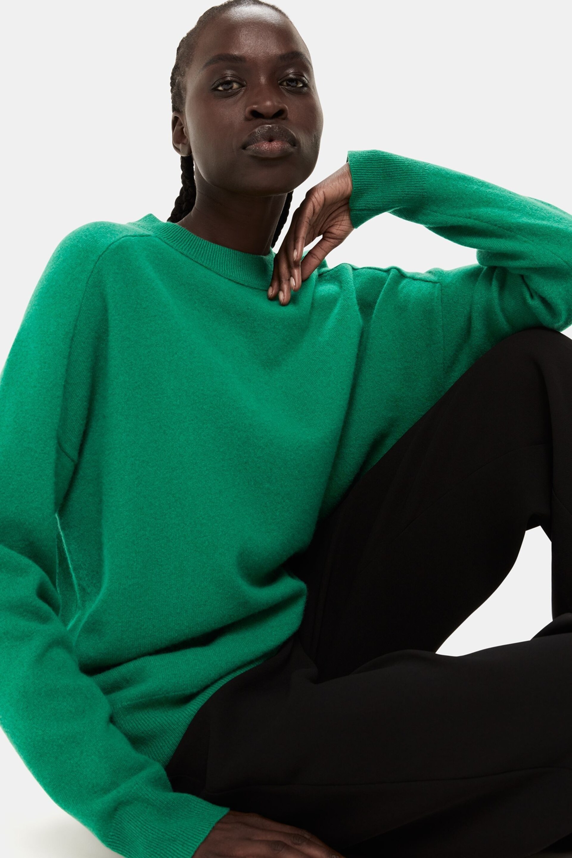 Whistles Green Wool Boyfriend Sweater - Image 3 of 5