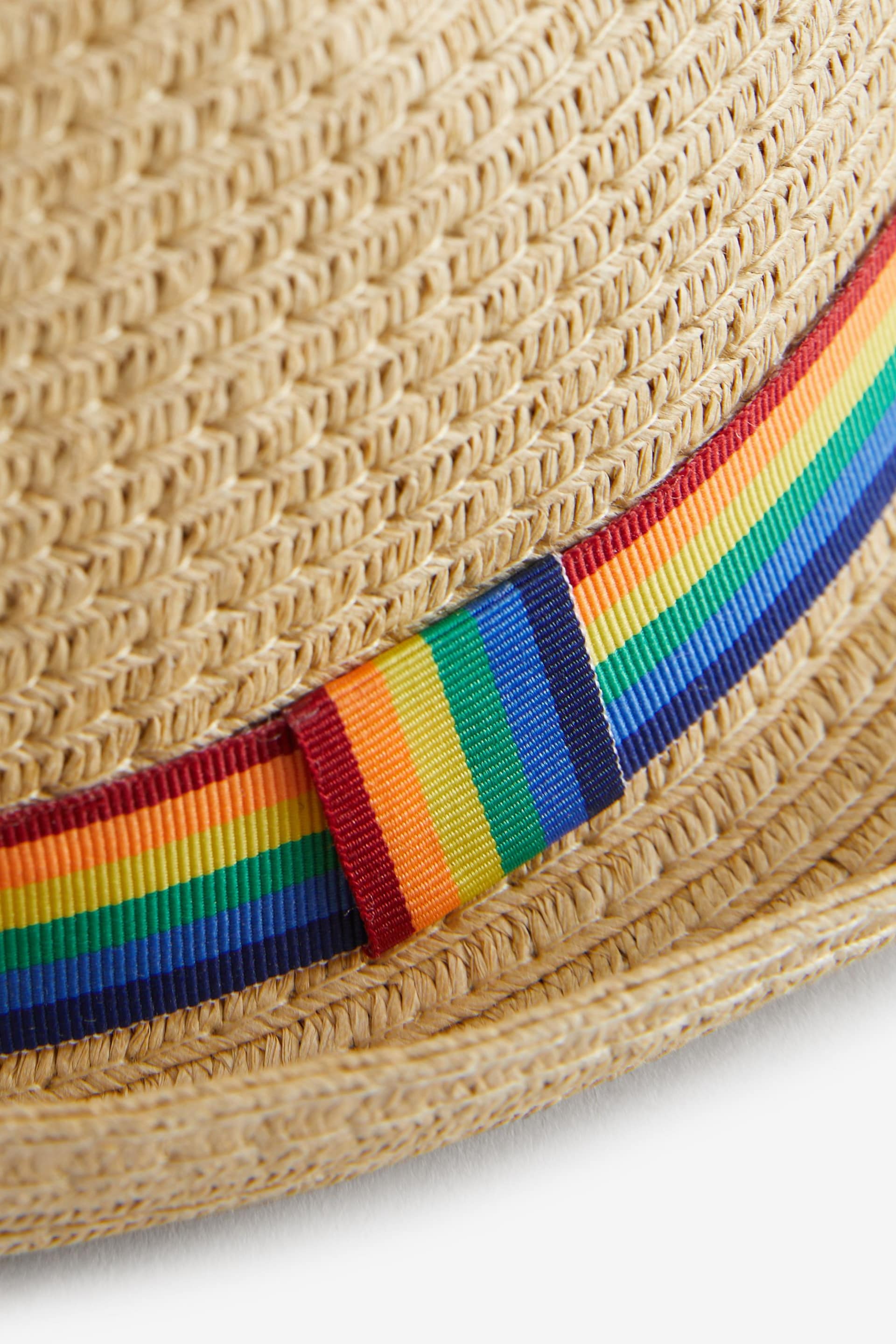 Little Bird by Jools Oliver Natural Rainbow  Striped Trilby Straw Hat - Image 6 of 6