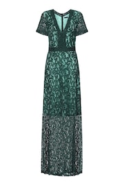 Hot Squash Green V-Neck Lace Maxi Dress - Image 5 of 5