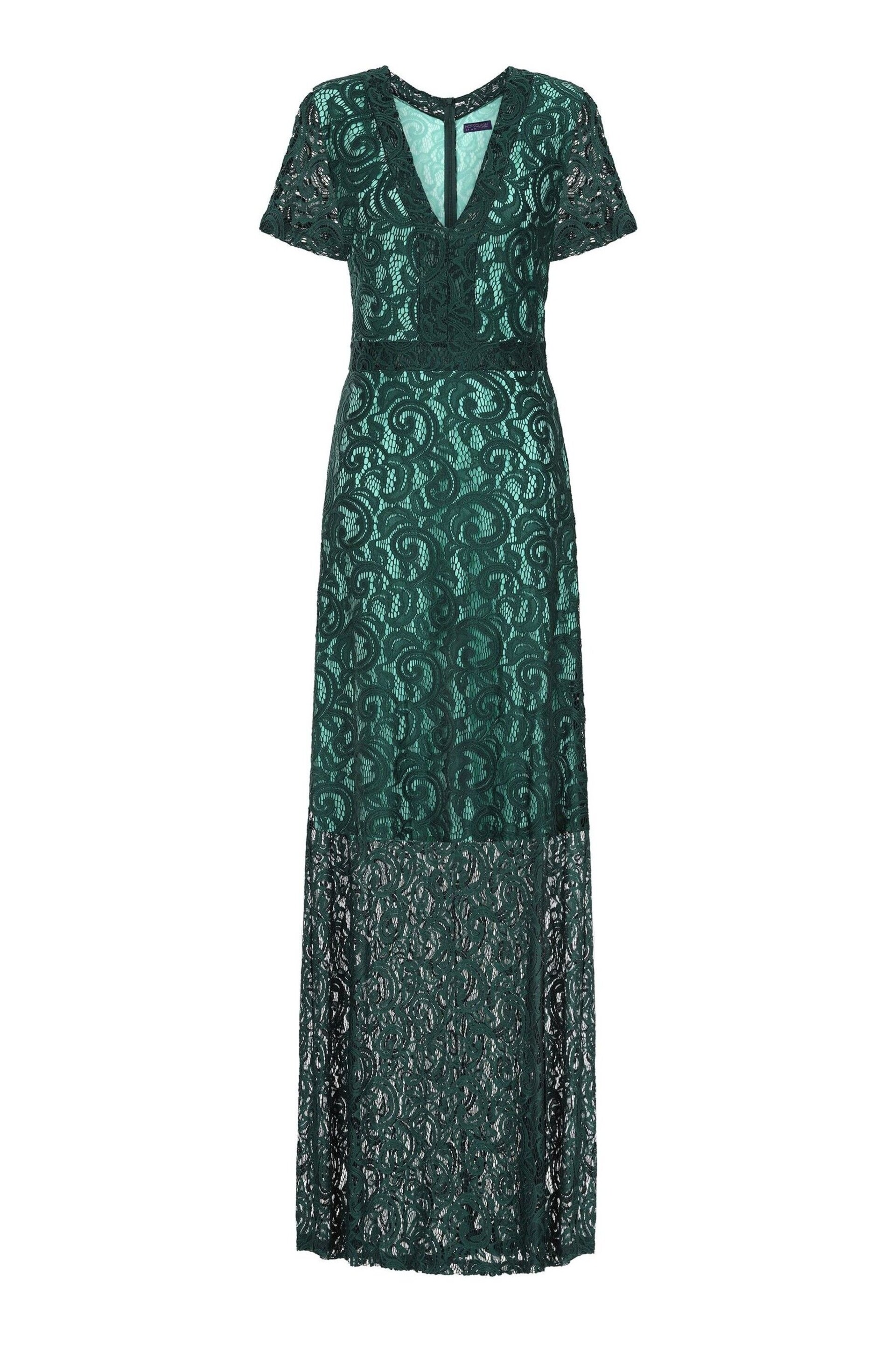 Hot Squash Green V-Neck Lace Maxi Dress - Image 5 of 5