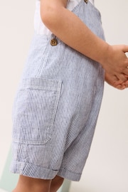 Blue/White Ticking Stripe Linen Blend Dungarees (3mths-7yrs) - Image 6 of 7