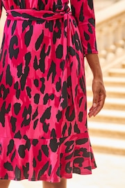 Sosandar Pink Tie Waist Midi Dress - Image 5 of 5