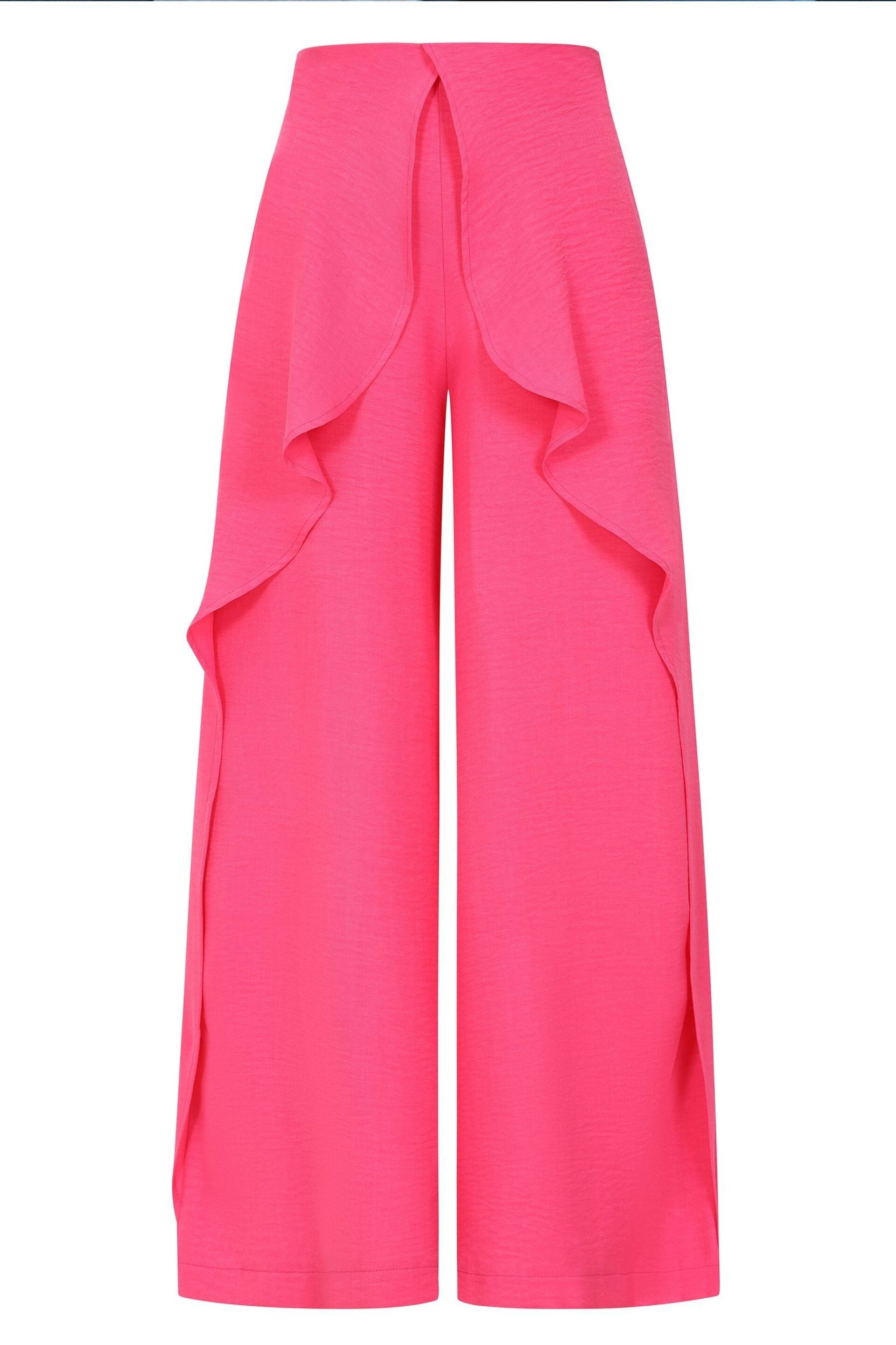 Hot Squash Pink Palazzo Joggers with Side Frill - Image 5 of 5