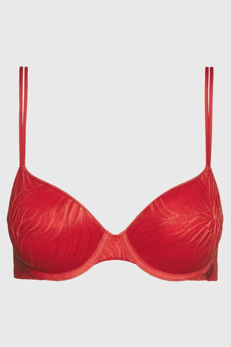 Calvin Klein Red Sheer Marquisette Lace Demi Bra - Image 4 of 4