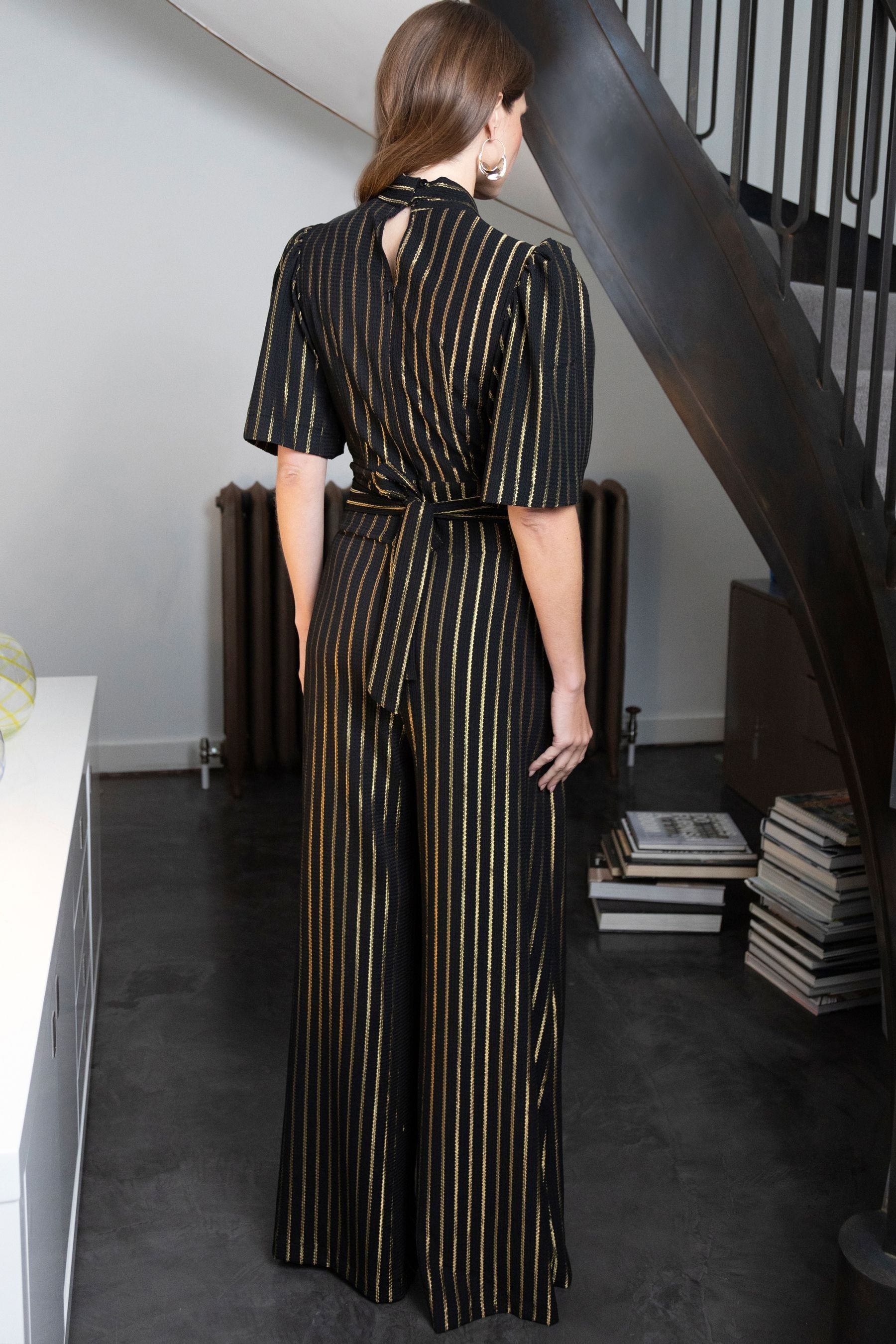 Buy Hot Squash Gold Stripe Wide Leg Black Jumpsuit from the Next UK online shop