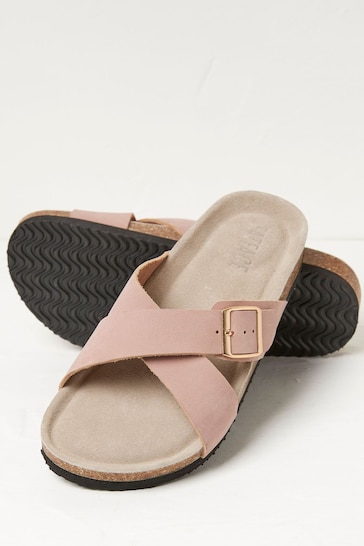 FatFace Pink Lois Cross-Over Footbed Sandals