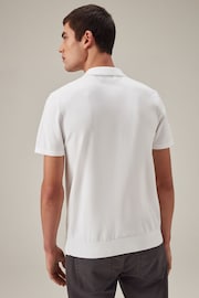 White Regular Fit Knitted Polo Shirt - Image 4 of 8