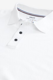 White Regular Fit Knitted Polo Shirt - Image 7 of 8