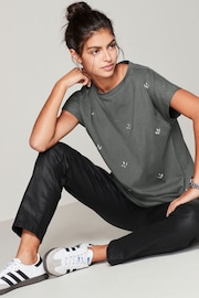 Grey Short Sleeve Gem Diamanté T-Shirt - Image 2 of 6