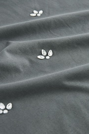 Grey Short Sleeve Gem Diamanté T-Shirt - Image 6 of 6