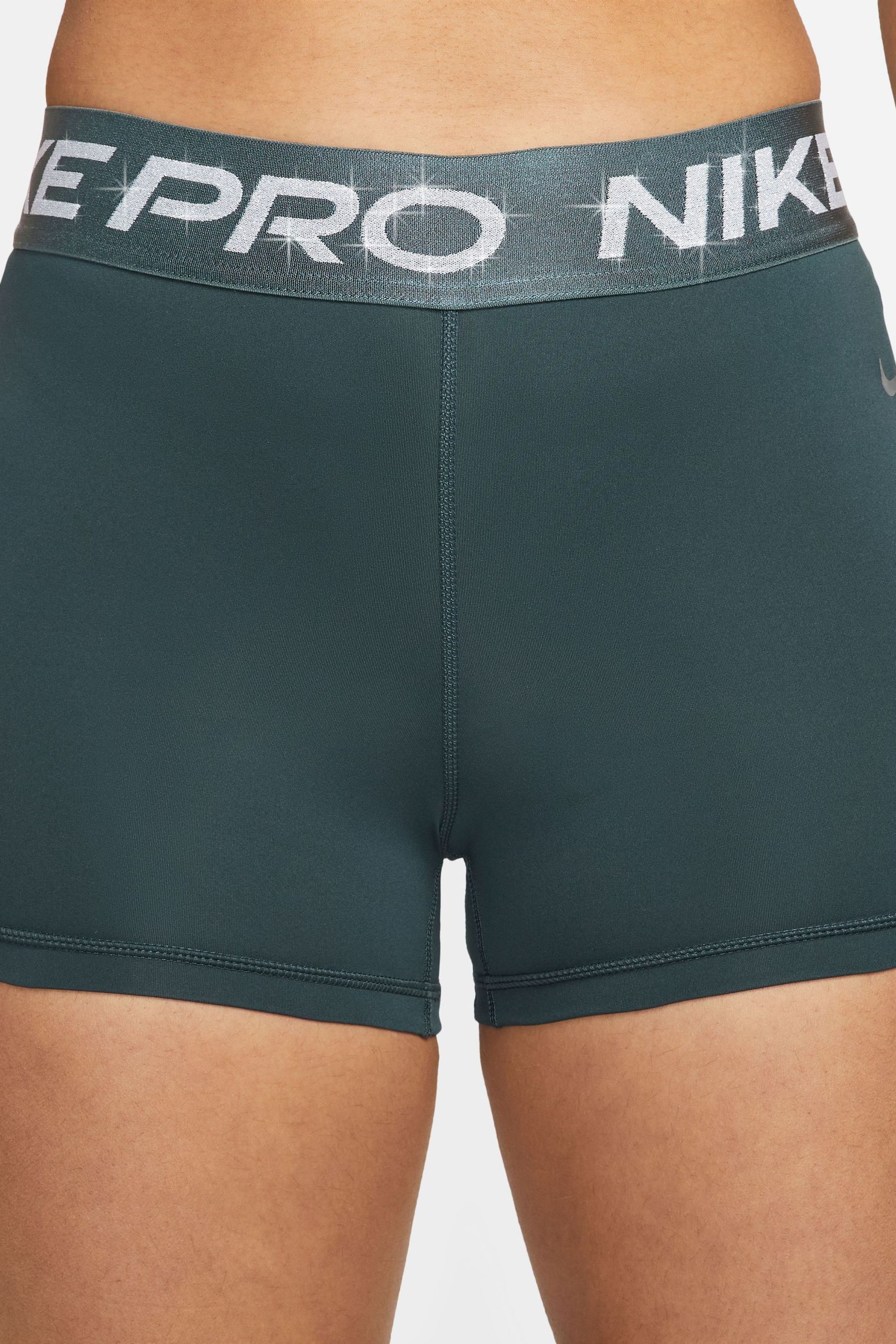 Buy Nike Green Metallic Pro 3 Mid Rise Shorts from Next Luxembourg