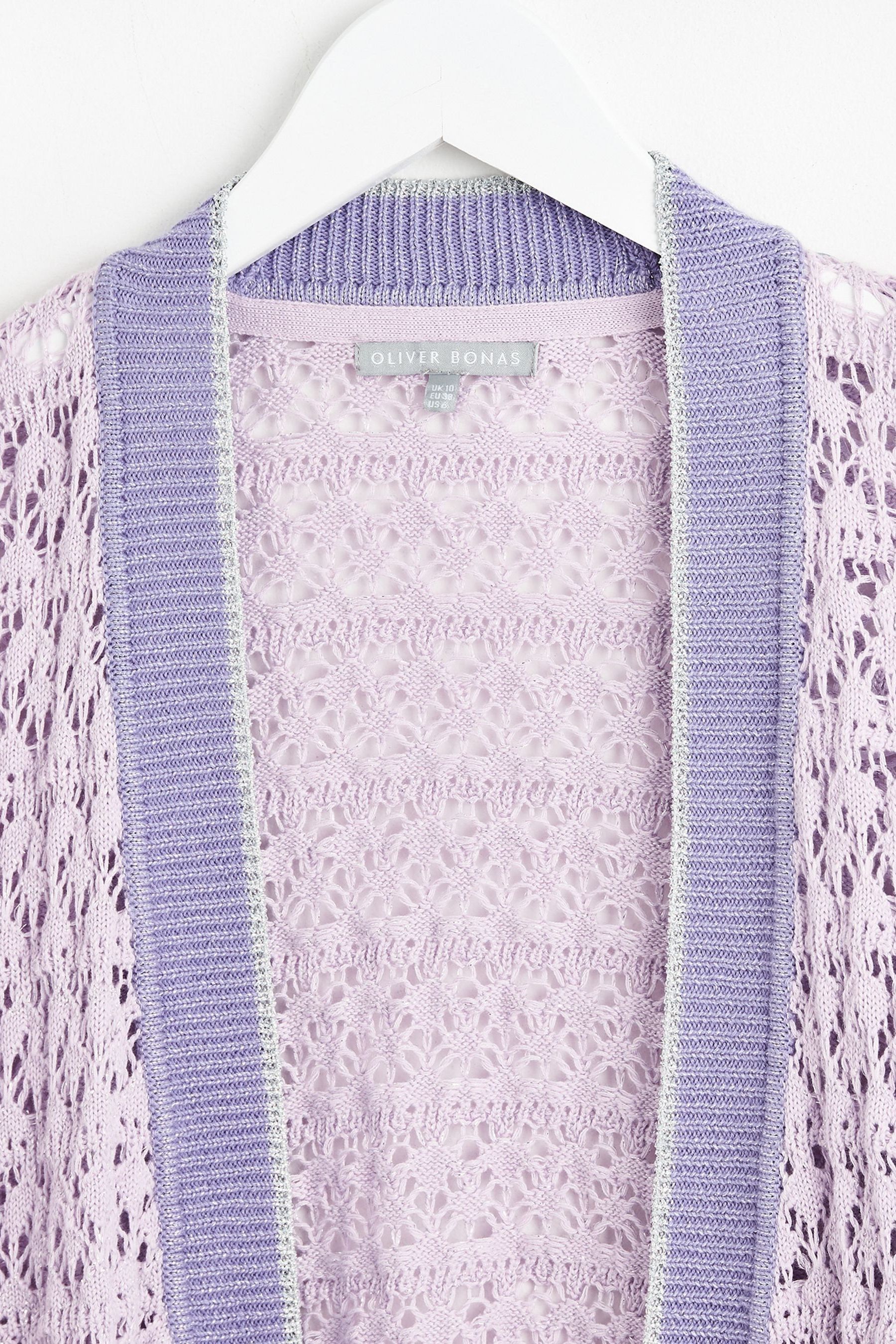 Buy Oliver Bonas Purple Pointelle Edge to Edge Cardigan from Next Luxembourg