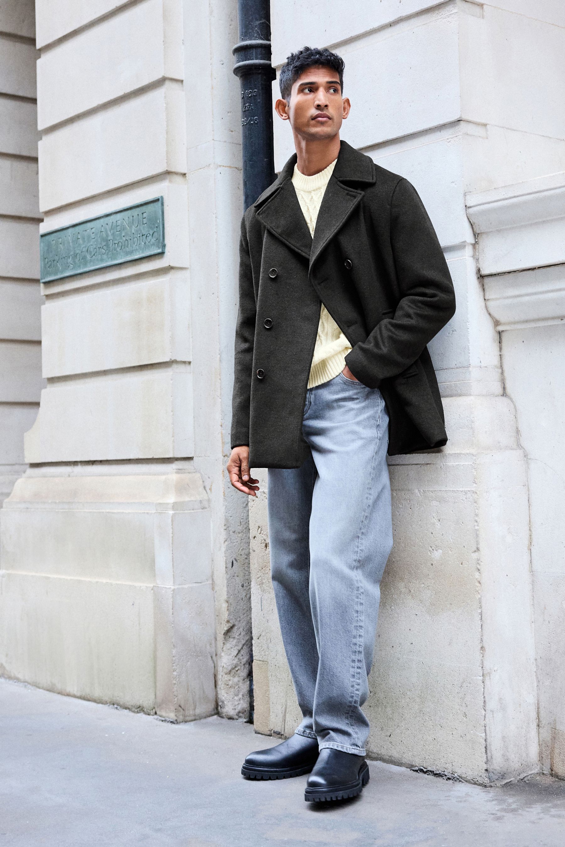 Khaki peacoat on sale