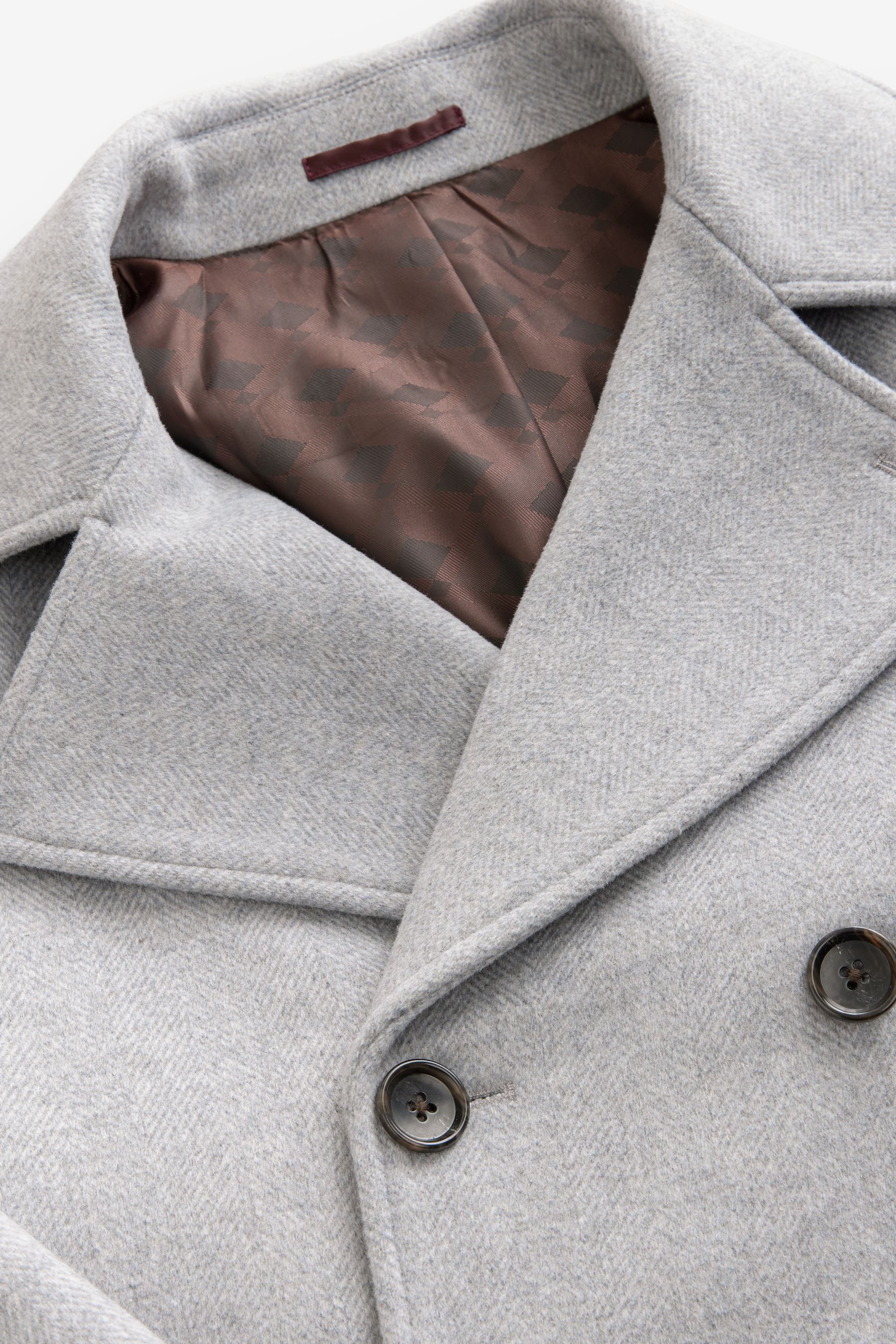 Buy Light Grey Soft Touch Peacoat with Wool from the Next UK online shop