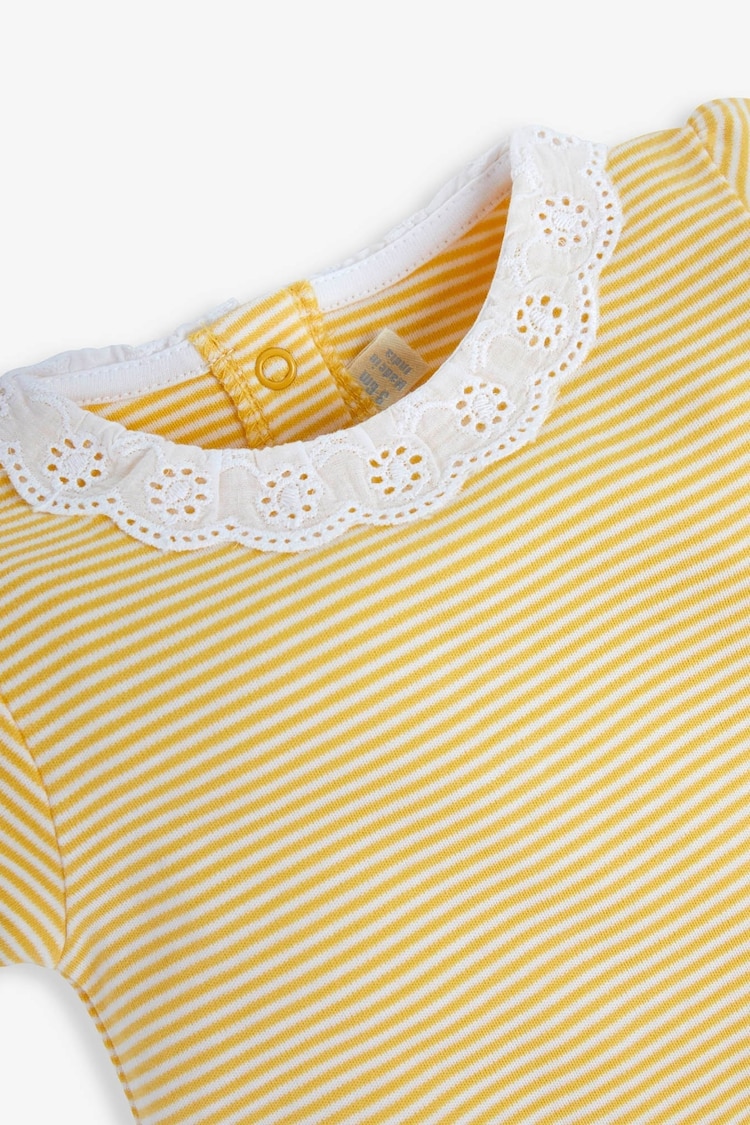 JoJo Maman Bébé Lemon Yellow Ditsy 2-Pack Pretty Baby Rompers - Image 5 of 5