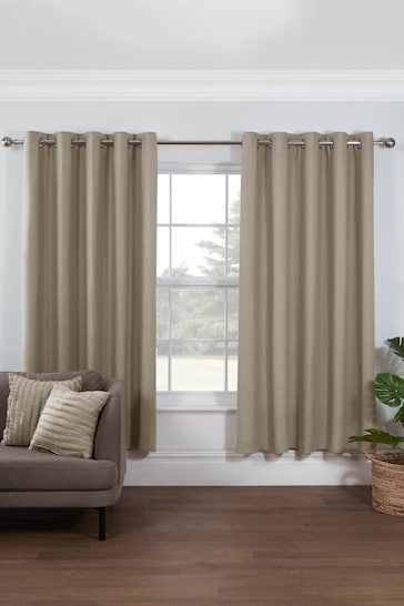 Lazy Linen Linen 167x183cm 100% Washed Linen Eyelet Curtains