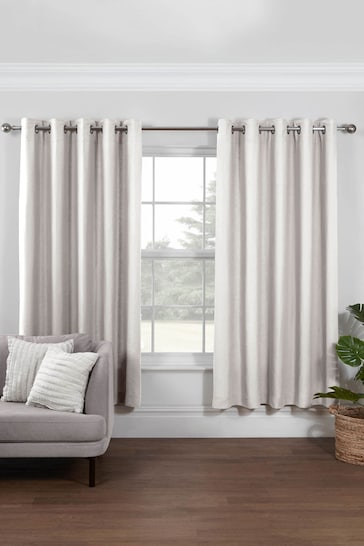 Lazy Linen White 167x183cm 100% Washed Linen Eyelet Curtains
