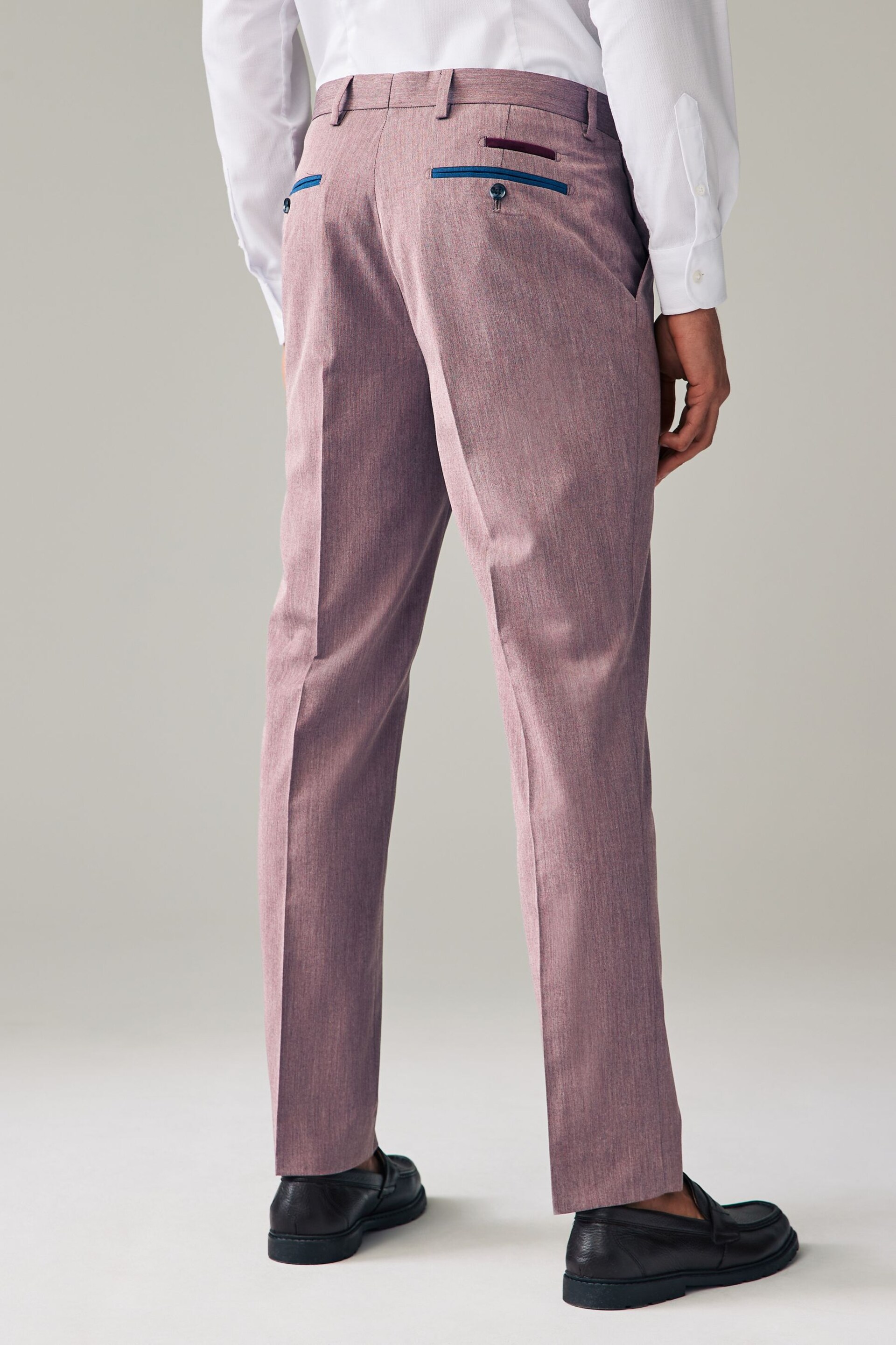 Pink Tailored Fit Trimmed Plain Suit Trousers - Image 3 of 8