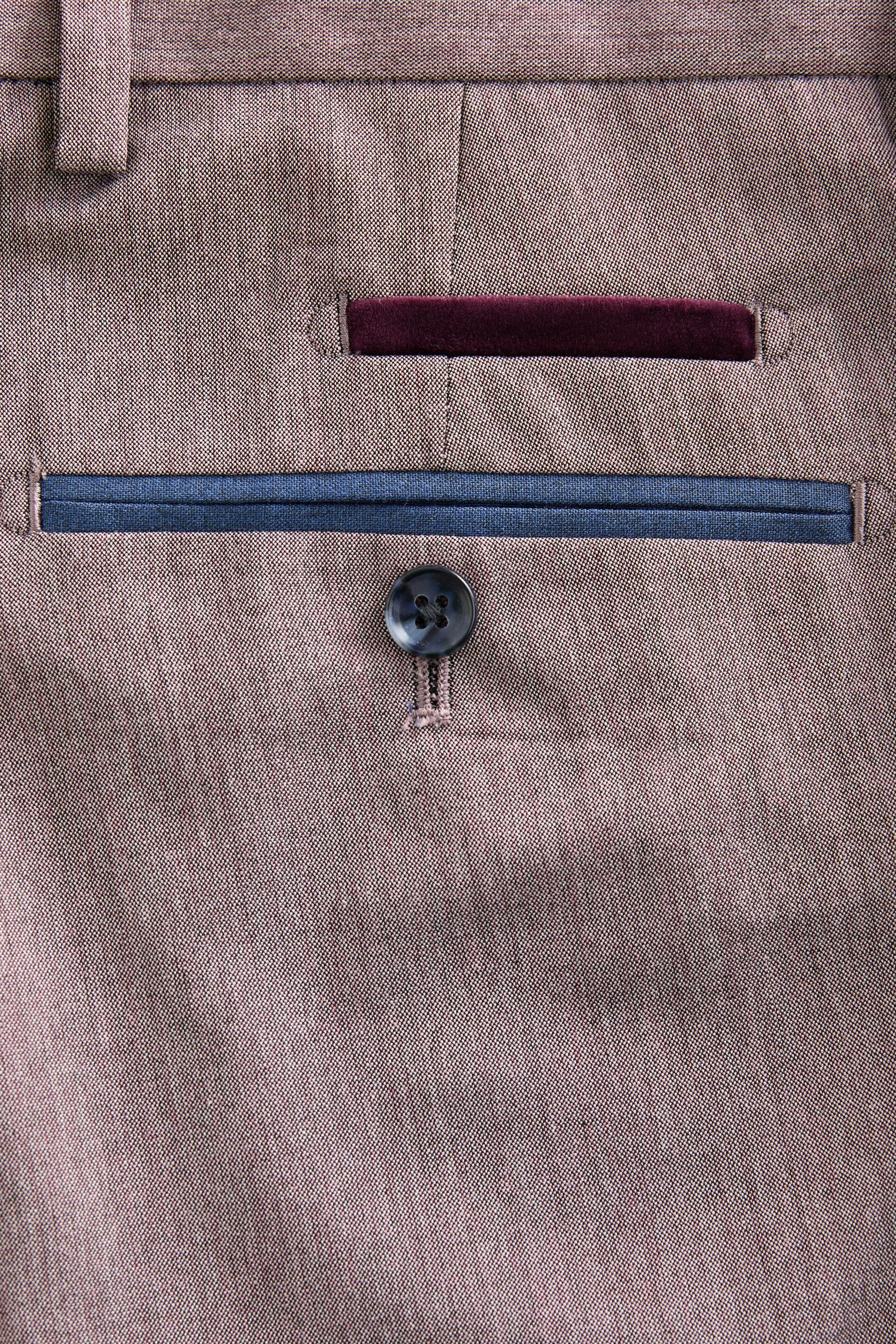 Pink Tailored Fit Trimmed Plain Suit Trousers - Image 7 of 8