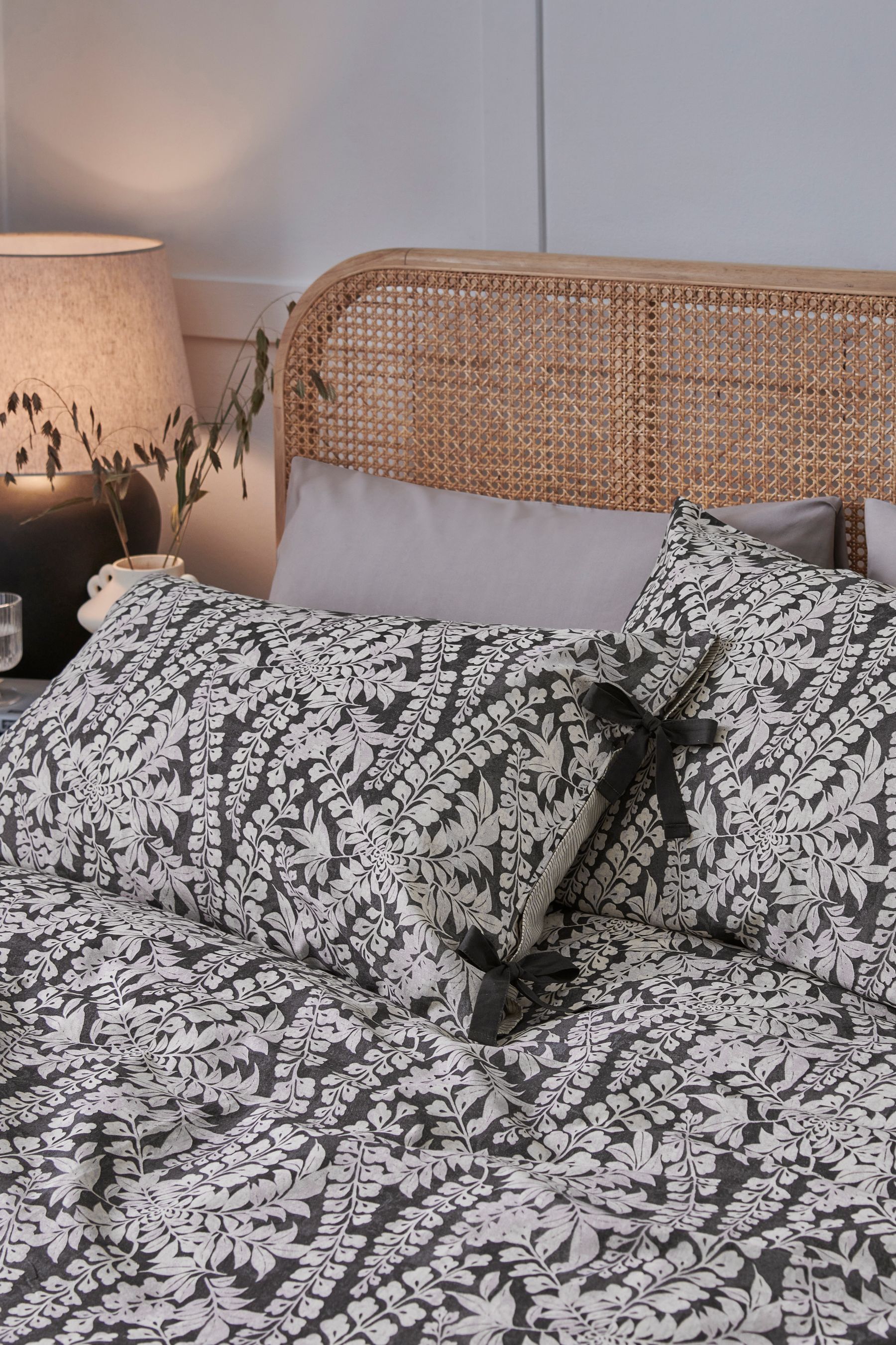 Monochrome Woodblock Reversible 100 Cotton Duvet Cover and Pillowcase Set