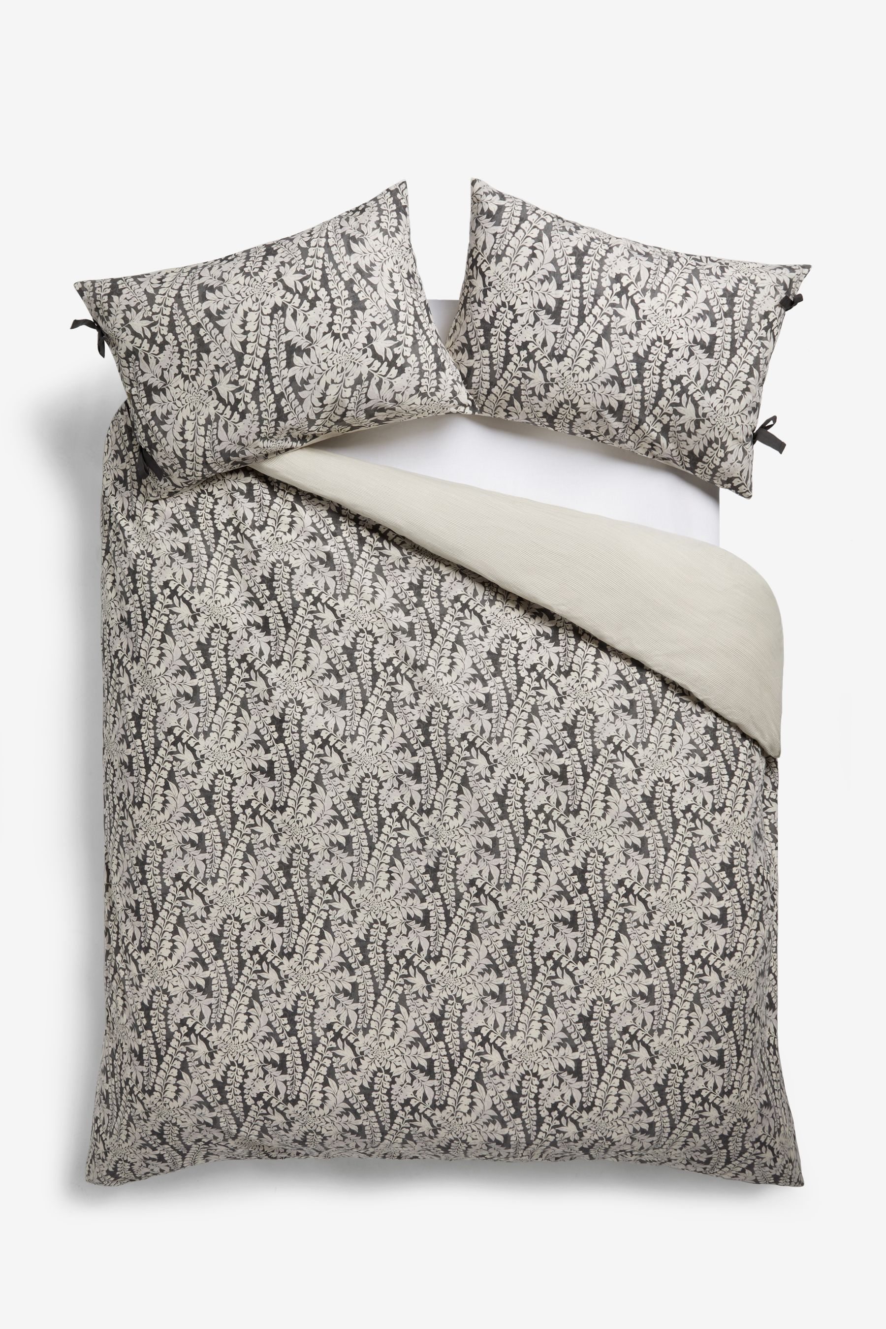 Monochrome Woodblock Reversible 100 Cotton Duvet Cover and Pillowcase Set